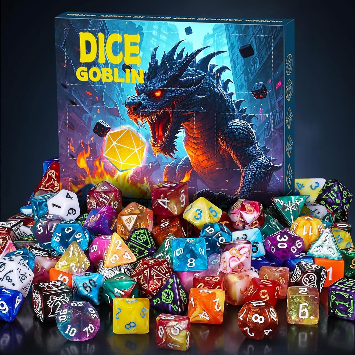 CiaraQ Mystery DND Dice Sets - Random 9 Complete Polyhedral Dice Sets with 9 Random Bags, Wide Range of Patterns, Surprise Blind Box DND Gifts for Dungeons & Dragons, Role Playing Table Game
