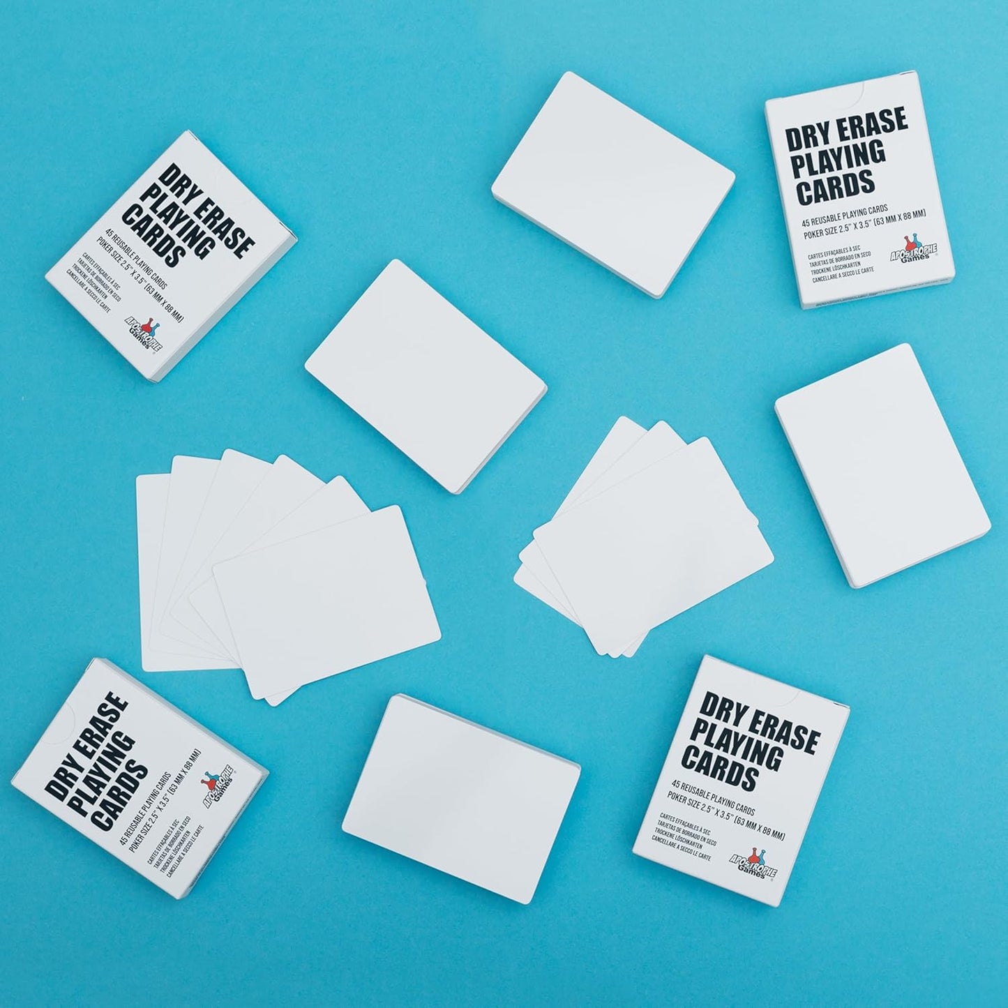 Dry Erase Blank Playing Cards w/Box, Poker Size - 2.5" x 3.5", 180 Reusable Cards, Flash Cards, Board Game & Note Cards