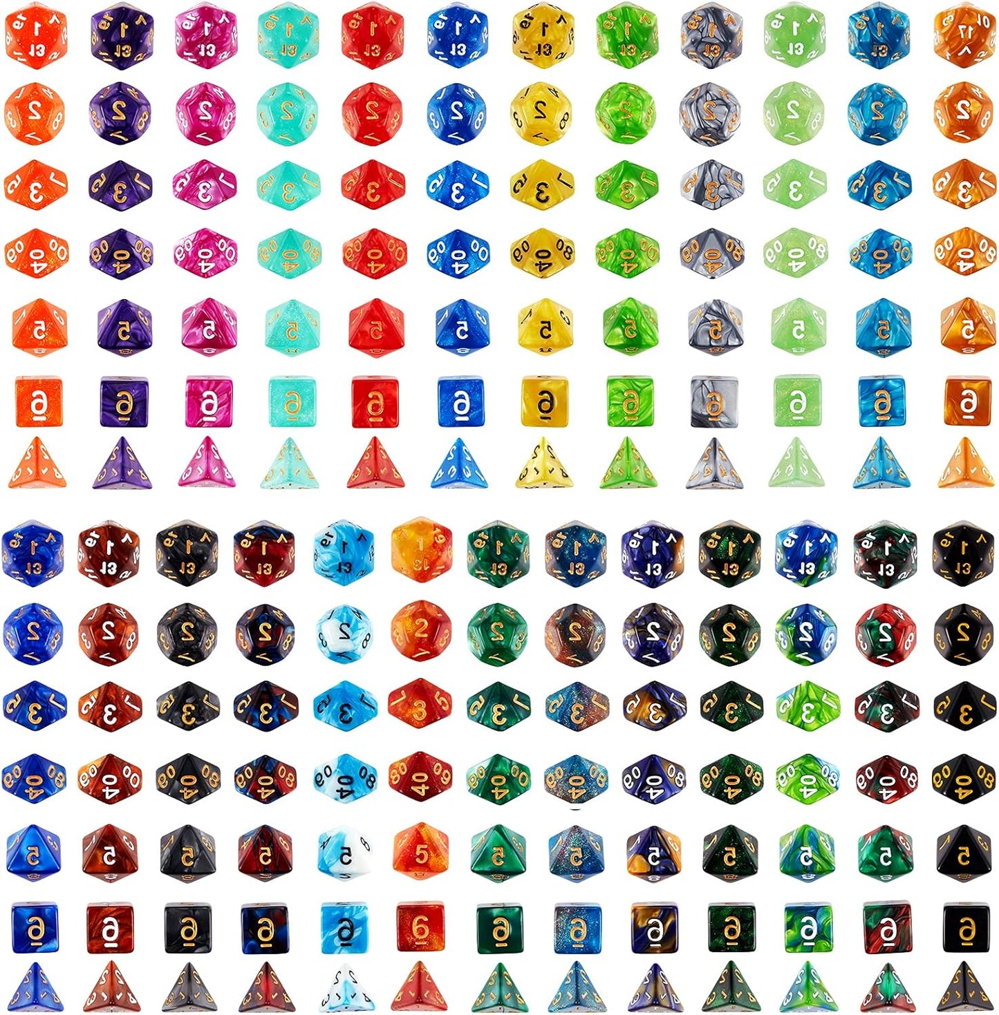 Coyeekn DND Dice Set, 25 x 7 (175 Pieces) Polyhedron Dice 25 Colors Dice for Dungeons and Dragons Tabletop Role-Playing Games with 1 Large Flannel Bag