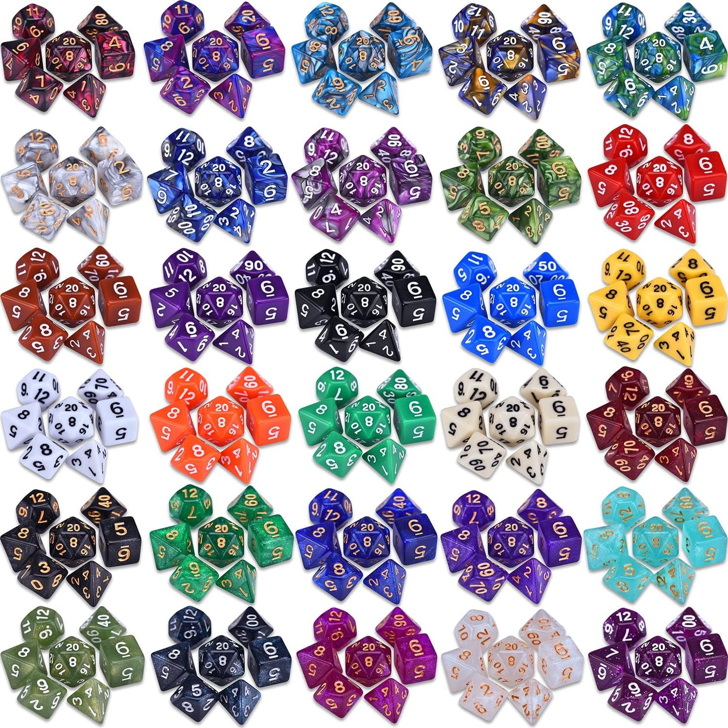 DND Dice Sets 30 x 7 (210pcs) Polyhedral RPG Dice for Dungeons and Dragons Tabletop Role Playing Adventure Games, with a Large Drawstring Bag