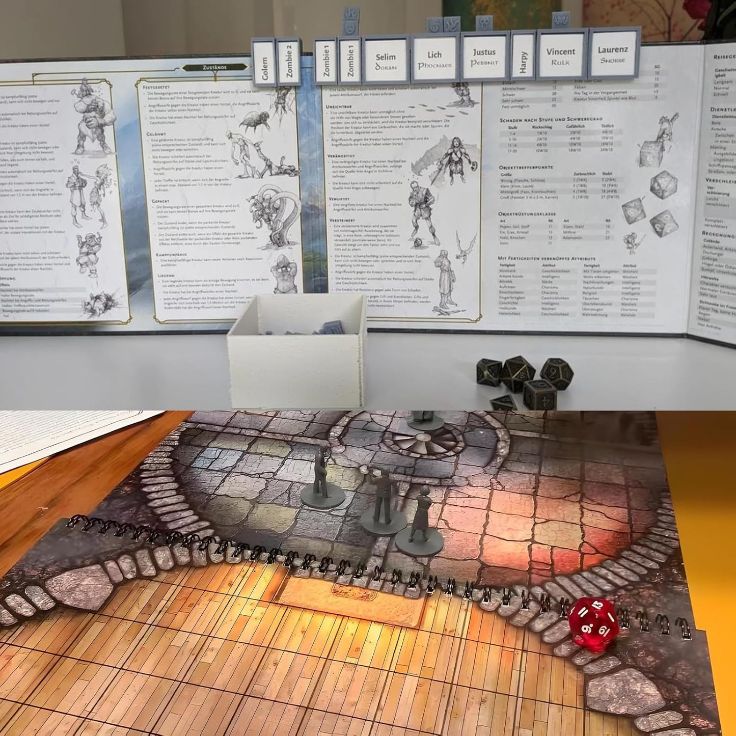 DND Initiative Tracker Set with Gray Character Cards and Red Condition Markers