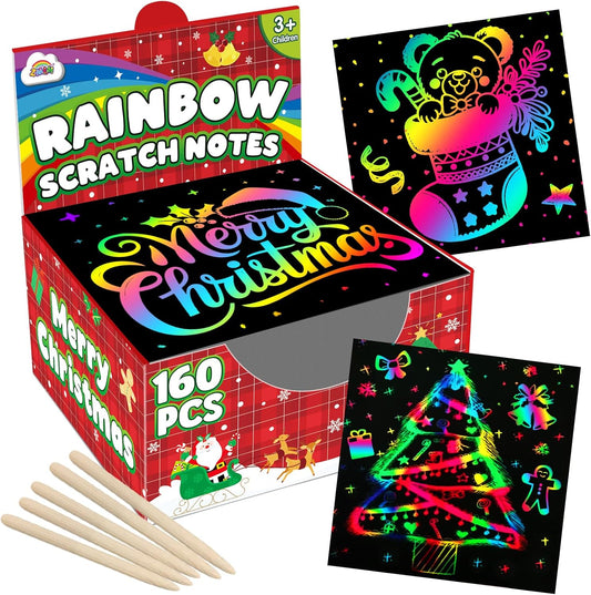 ZMLM Kids Rainbow Scratch Paper Art Crafts Mini Notes Kids Gifts 4 5 6 7 8 9 10 Years Old Girls Boys Students Teens Classroom Prizes School Supplies Birthday Party Toy Activity Stocking Stuffers