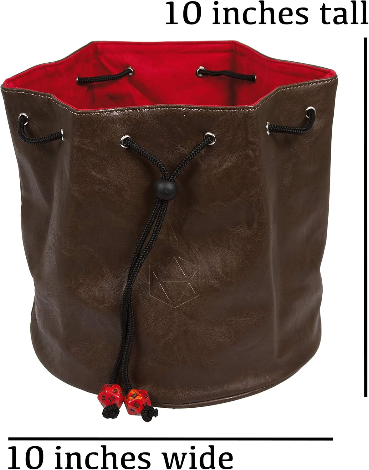 Forged Dice Co. Pouch of The Endless Hoard Dice Bag - Holds Over 1,000 Polyhedral Dice - Dice Storage Bag with 7 Pockets - Perfect for Bulk Dice - Brown/Red
