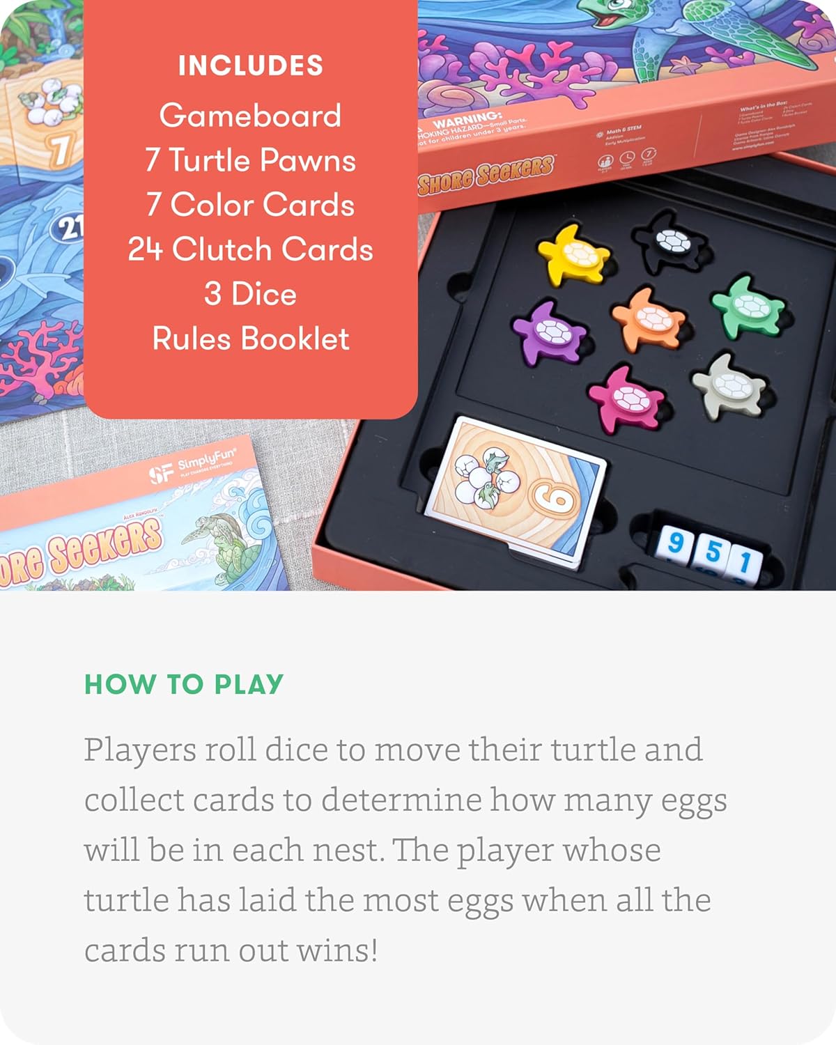 SimplyFun Shore Seekers - A Fun and Interactive Math Board Game for Kids - Practice Addition and Multiplication Skills - Math Game for Kids, 2 to 7 Players, Ages 7 & Up