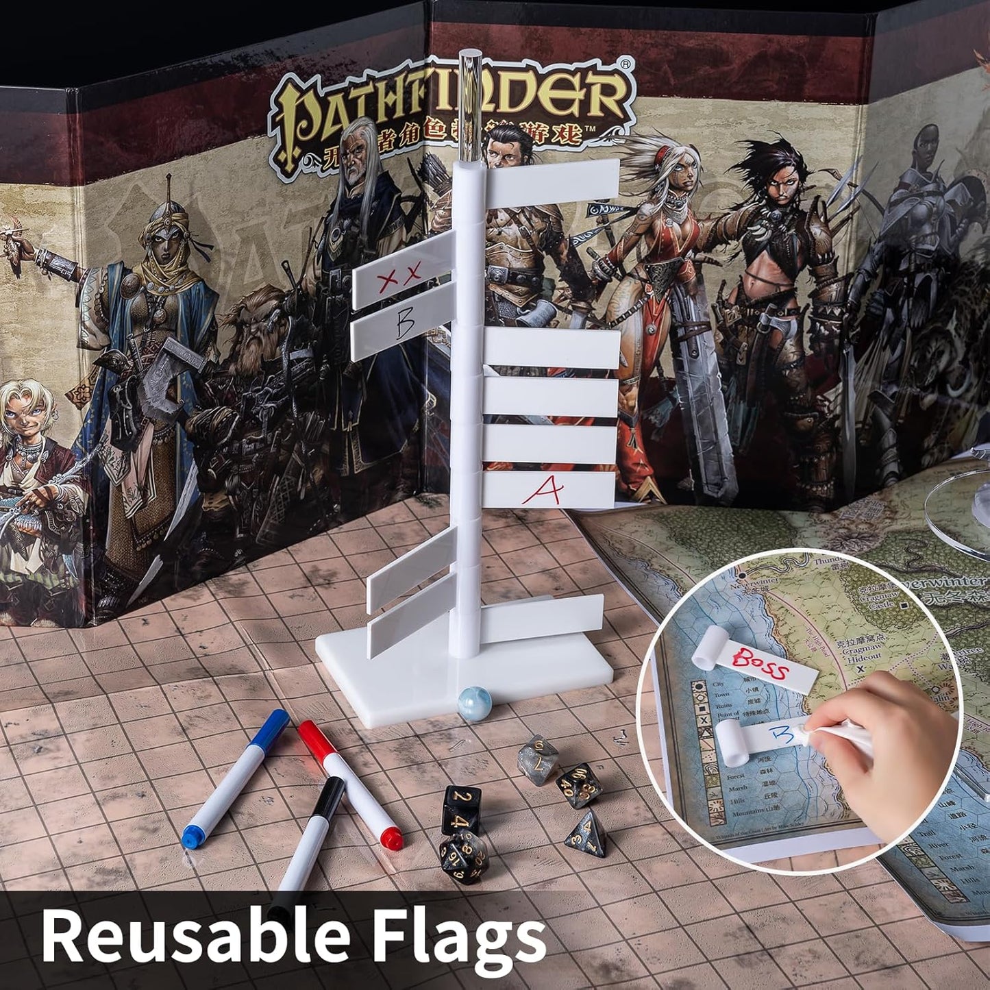 Kalami Initiative Tracker for DND, 12 Rotating Acrylic Flags Turn Tracker for D&D 5e, Pathfinder and Other Tabletop RPG, Perfect DM Gift