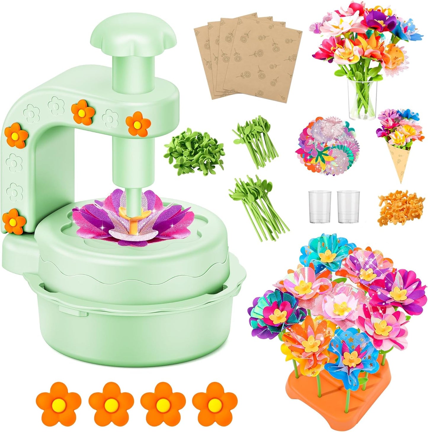 Fabric Flower Bouquets Toys,DIY Craft Kits for Kids,Arts and Crafts Toy for 3+ Year Old Girls,Flowers Market Toy,Build Your Flower Bouquet,Educational Preschool Learning Toys for Birthday,Christmas