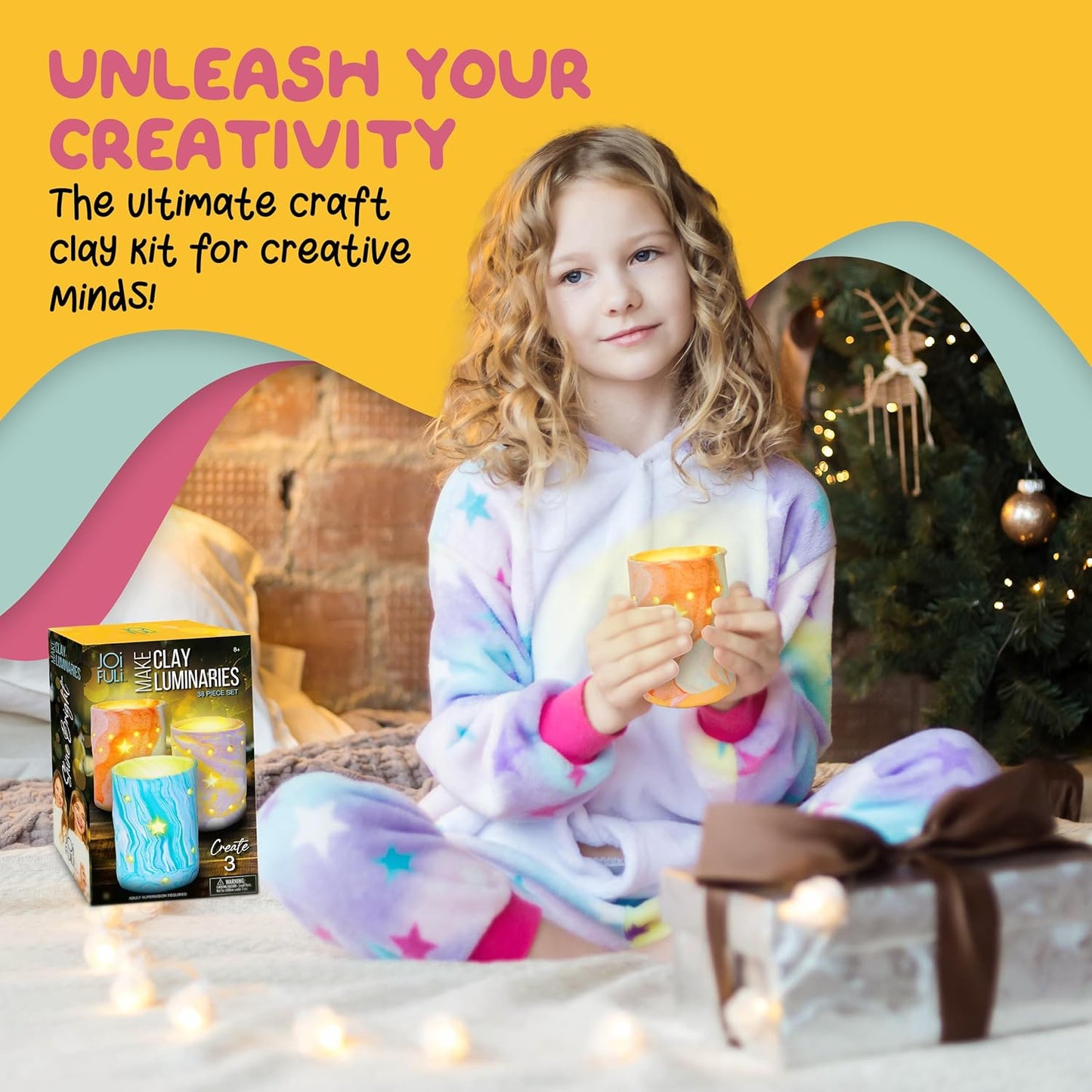 JOiFULi DIY Clay Luminaries Clay Craft Kit Gifts for Kids Girls Boys Teens for Kids Age 8 9 10 11 12