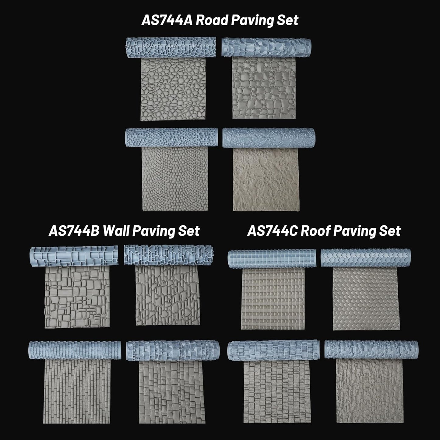 RPG Terrain Texture Roller for Foam and Clay Modeling- Professional for Dungeon Walls, DND Terrain Sets, TTRPG Buildings, and Role Playing Table Maps- AS744A Road Paving