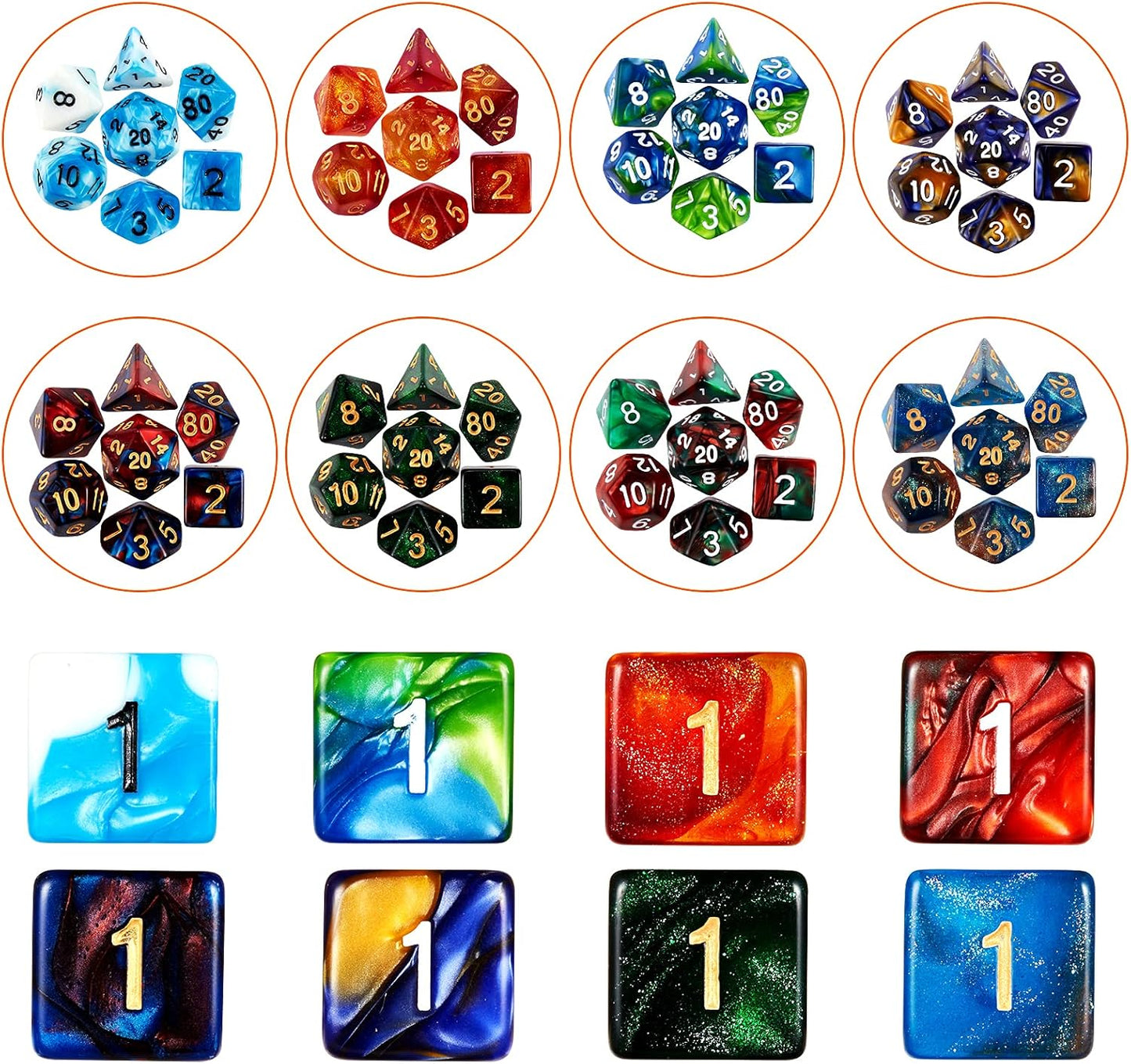 Coyeekn DND Dice Set, 25 x 7 (175 Pieces) Polyhedron Dice 25 Colors Dice for Dungeons and Dragons Tabletop Role-Playing Games with 1 Large Flannel Bag