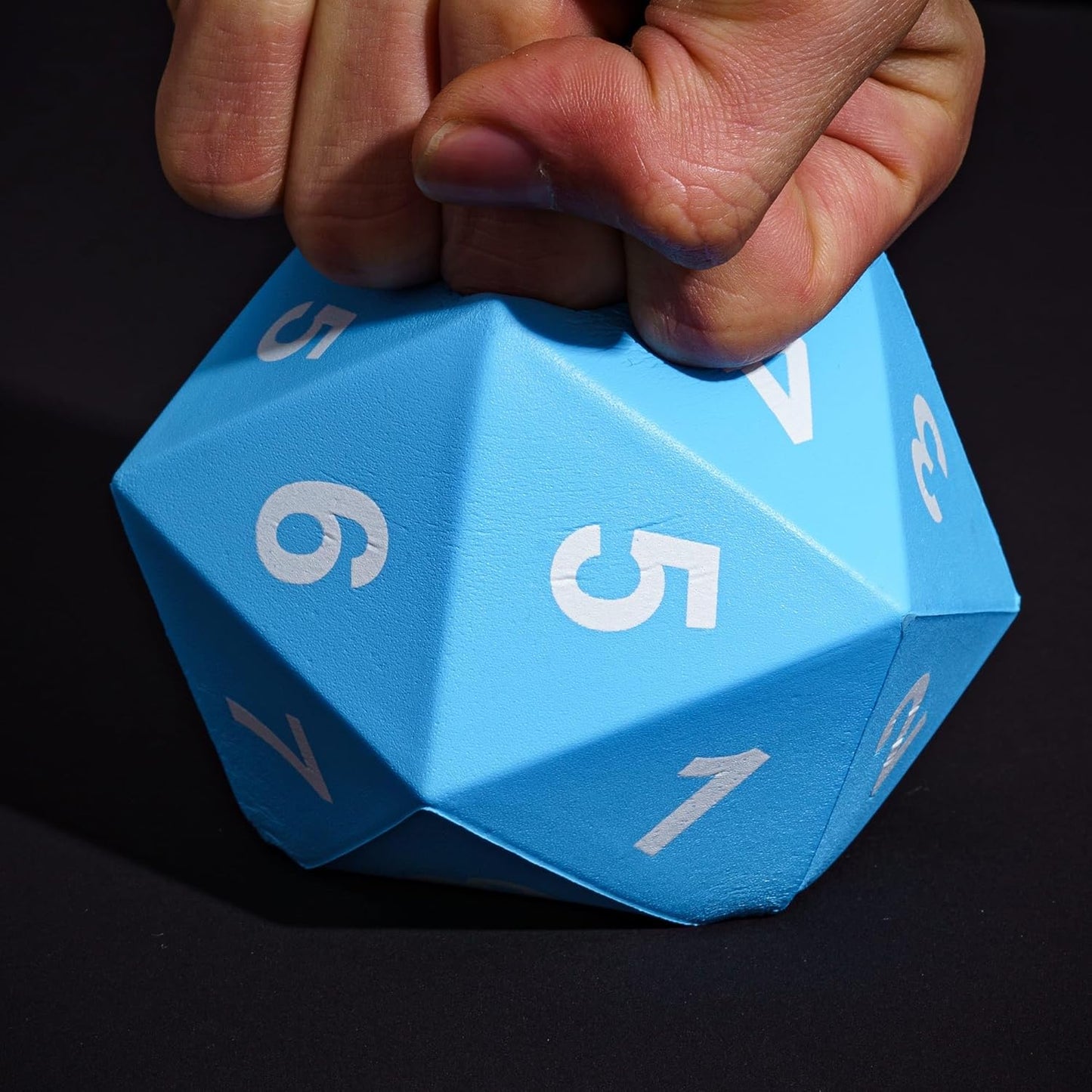 Large Foam D20 Dice, 80mm D20 DND Spindown 20 Sided Dice D&D Polyhedral with Drawstring Bag for Role Playing Games (Blue)