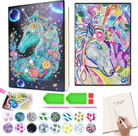 Unicorn Gifts for Girls 5 7 8 9 Year Old, Craft Kits for Kids Age 6 8 10 12 Diamond Painting Kit Unicorns Notebook Toys for 7-11 Year Olds Girls Birthday Gifts Gem Arts and Crafts for Kids Stationary