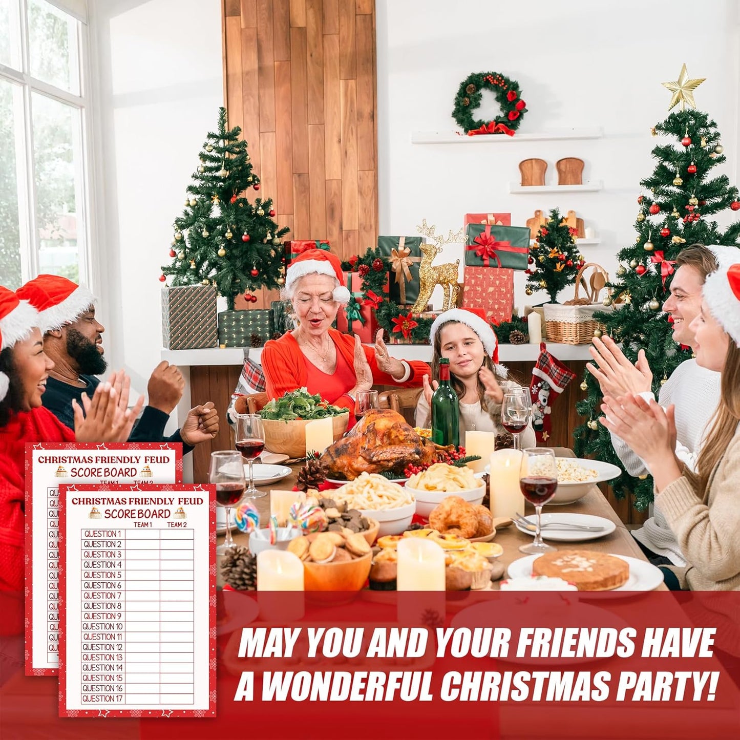 Christmas Friendly Feud Game, Funny Christmas Party Games, Friendly Feud Trivia Quiz for Family, Winter Xmas Holiday Party Supplies for Adults -09