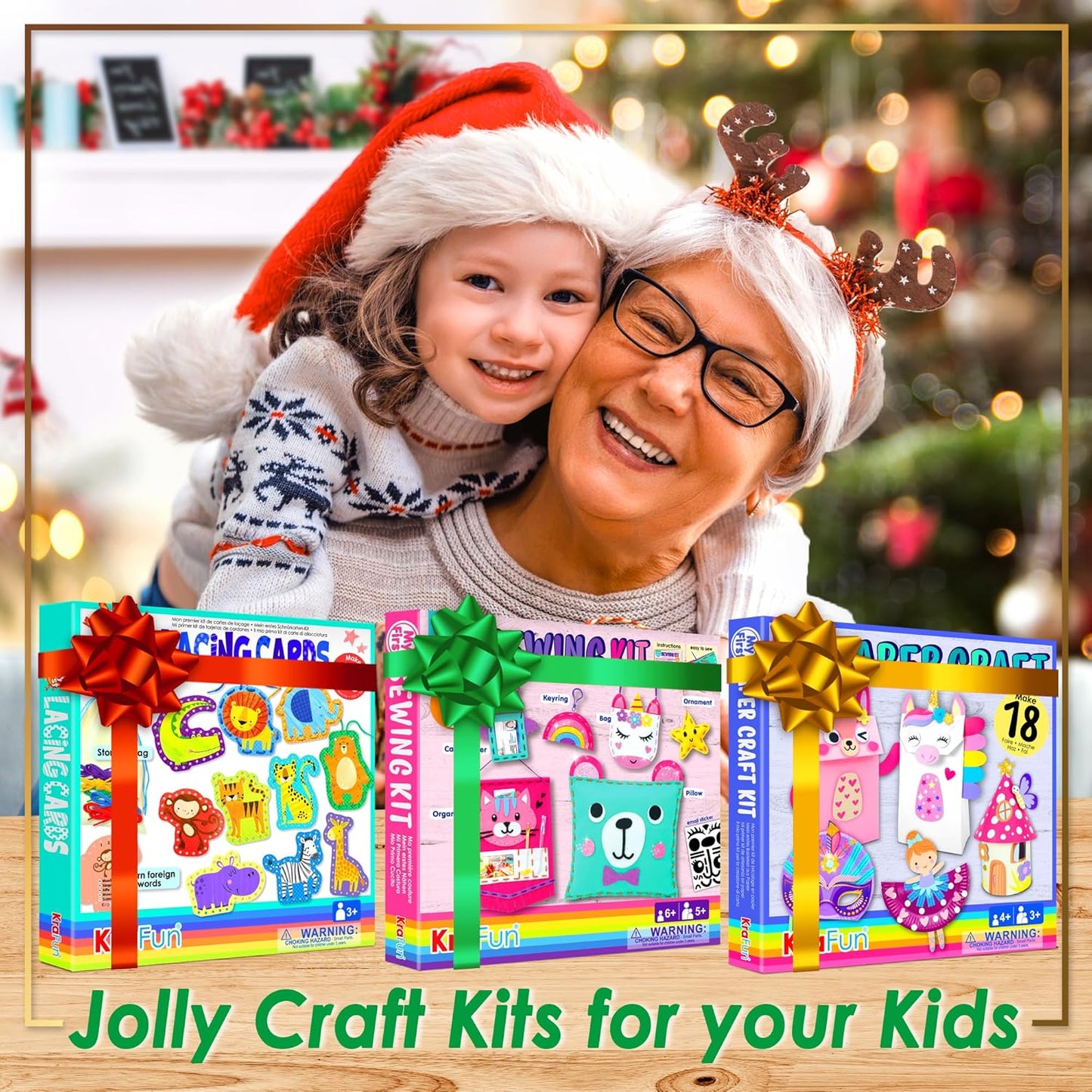 KRAFUN My First Felt Kit Animal Craft Kit for Kids and Toddlers, Boys and Girls Age 3-8 Years Old, Include 6 DIY Handmade Arts and Crafts Projects, Activities Supplies Box Preschool Creative Toys