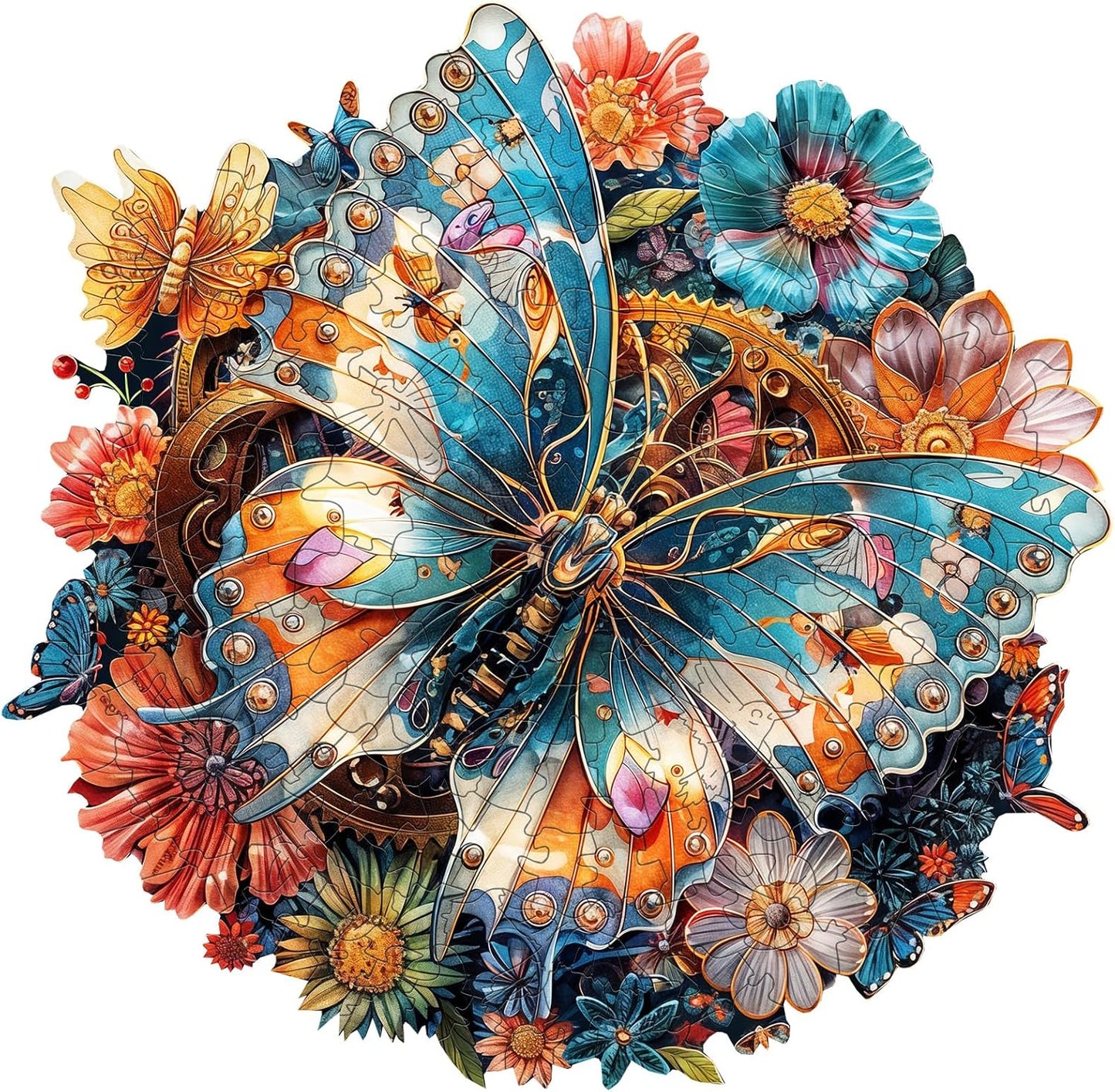 Wooden Puzzles for Adults - Mechanical Butterfly Wood Puzzles Adult - Unique Animal Shape Wooden Jigsaw Puzzles for Adults - Birthday Gifts for Puzzle Lovers, Family (11.4 * 11.4in)