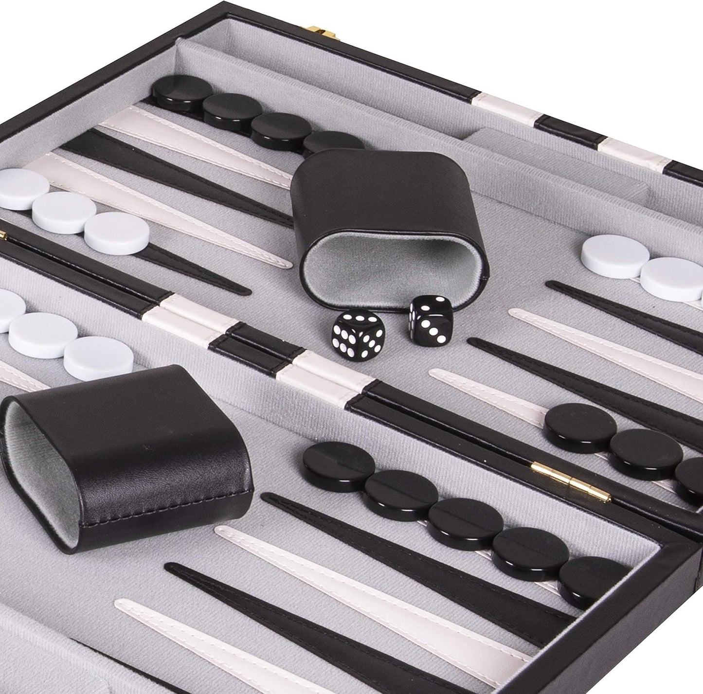 Backgammon Set 18 inch, Large - Classic Board Game for Adults and Kids with Premium Leather Case - Includes Strategy & Tip Guide (Black)