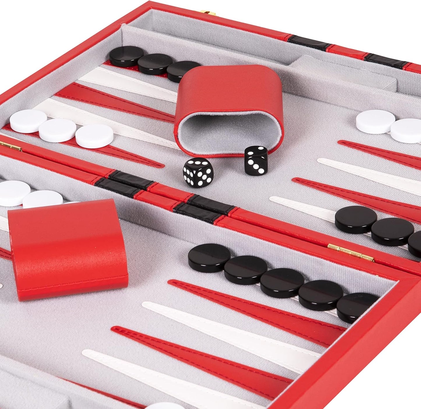 Backgammon Set 18 inch, Large - Classic Board Game for Adults and Kids with Premium Leather Case - Includes Strategy & Tip Guide (Red)