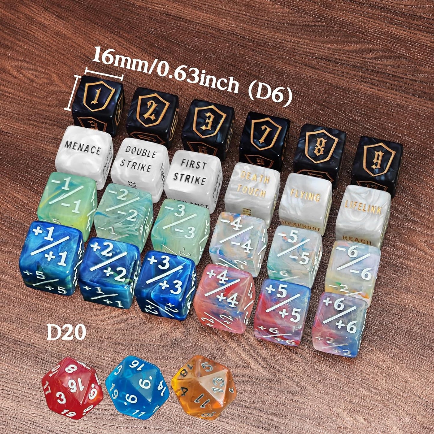 63 PCS MTG Dice Counters Set with Bulk Abilities Keywords Counters, MTG Life Counters for Games, MTG Accessories