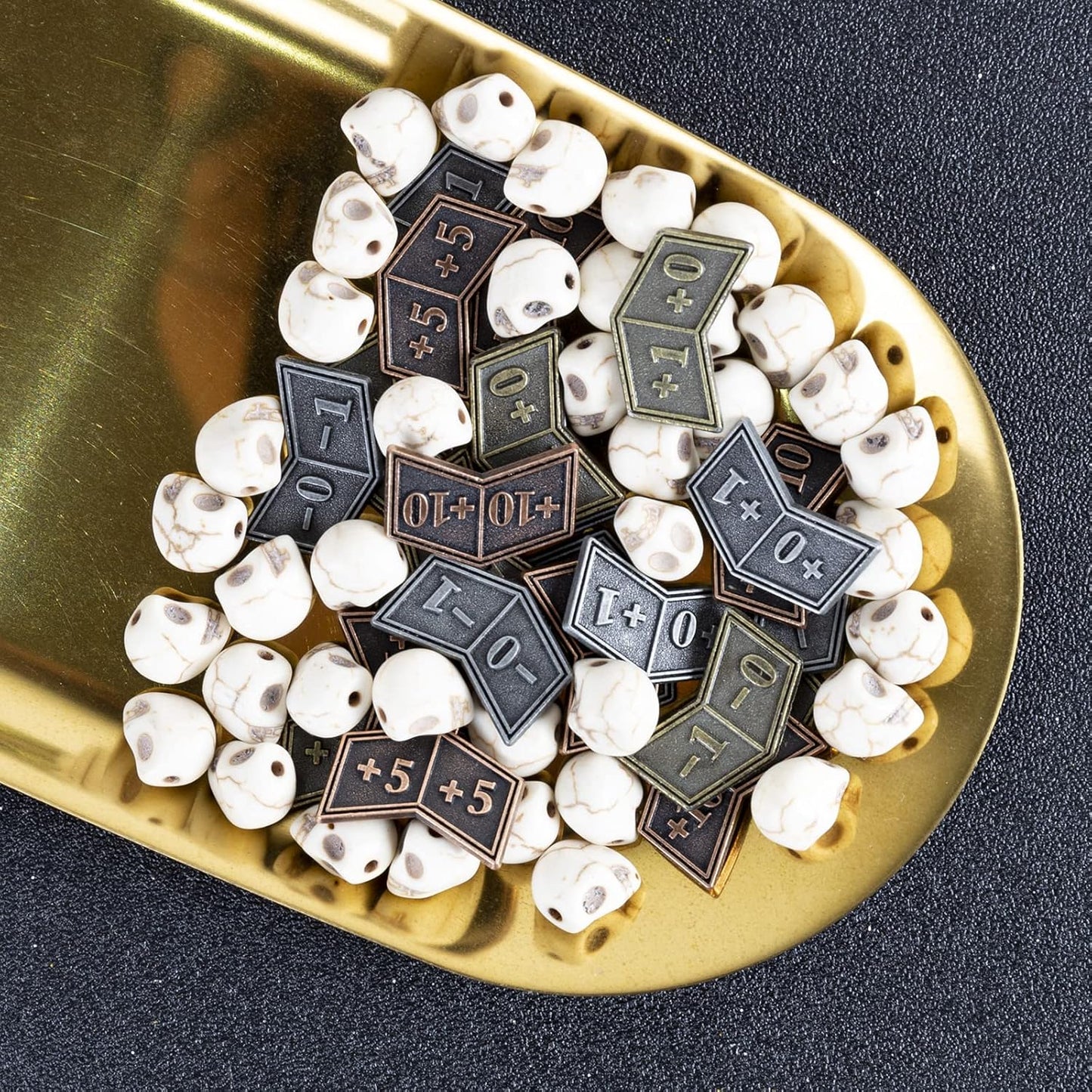 45 Pieces Antique Metal Buff Counter Tokens Magic The Gathering Token Creature Stats or Loyalty Counters for MTG CCG Card Gaming Accessories with Velvet Bag