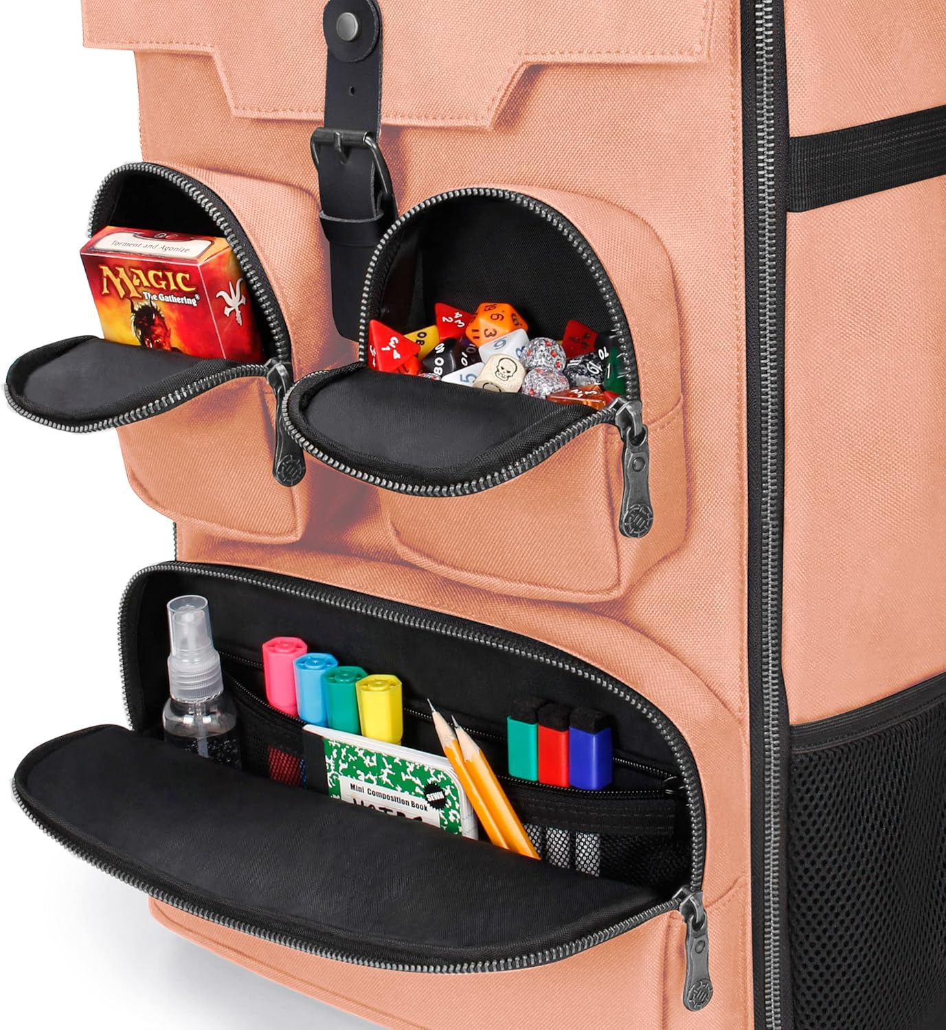 ENHANCE Collector's Edition Board Game Backpack - Reinforced Rigid Board Game Storage with Padded Shoulder Straps, Carrying Handle, and Accessories Pockets for Dice, Cards, More (Dragon Pink)