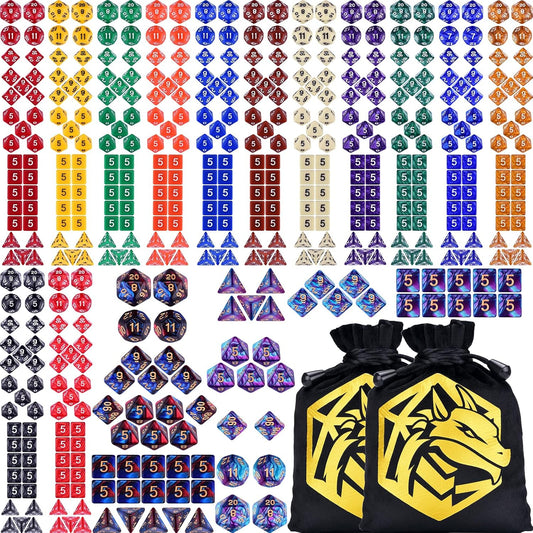 Extended Dice RPG Set 15 x 31 Polyhedral Dice (465 Piece) for DND 5e Tabletop Adventure Games (15 Colors - Classic)